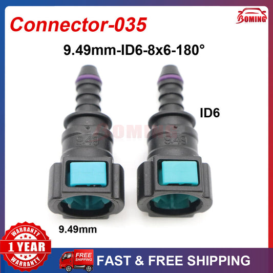 Automotive 2-Piece Fuel Line Hose Quick Release Female Connector 9.49 mm ID6 8x6 180¡ã Q