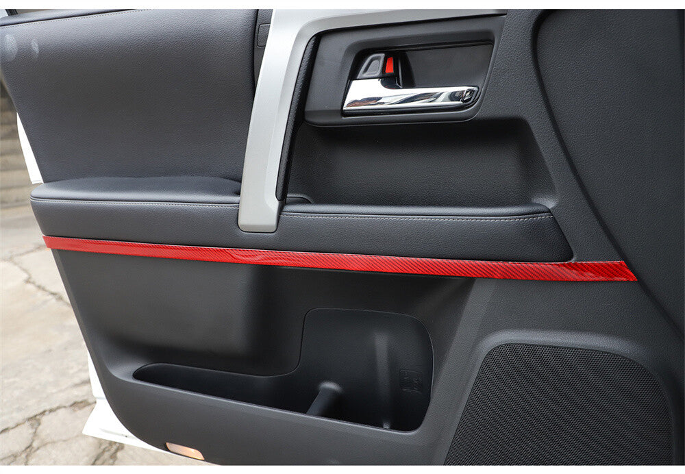 Red Carbon Fiber Interior Door Panel Decorative Cover For Toyot@ 4Runner 2010-23