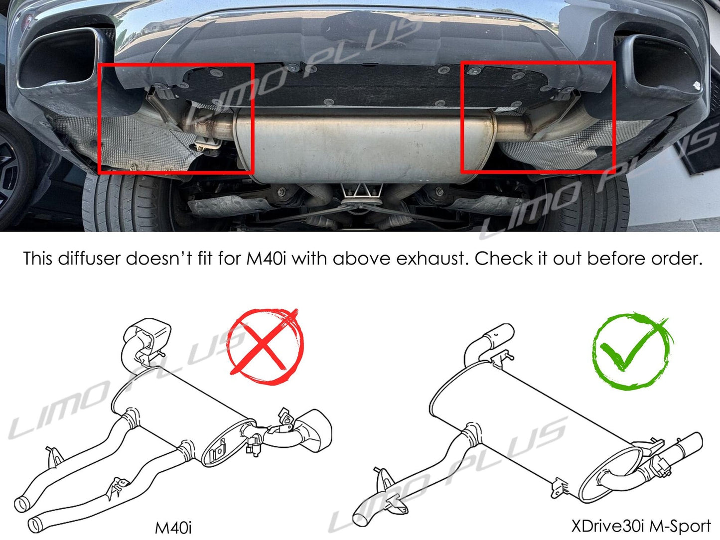 Gloss Black Rear Diffuser w/ Twin Exhaust for BMW X3 G01 30I M-Sport 2018-2021 Q