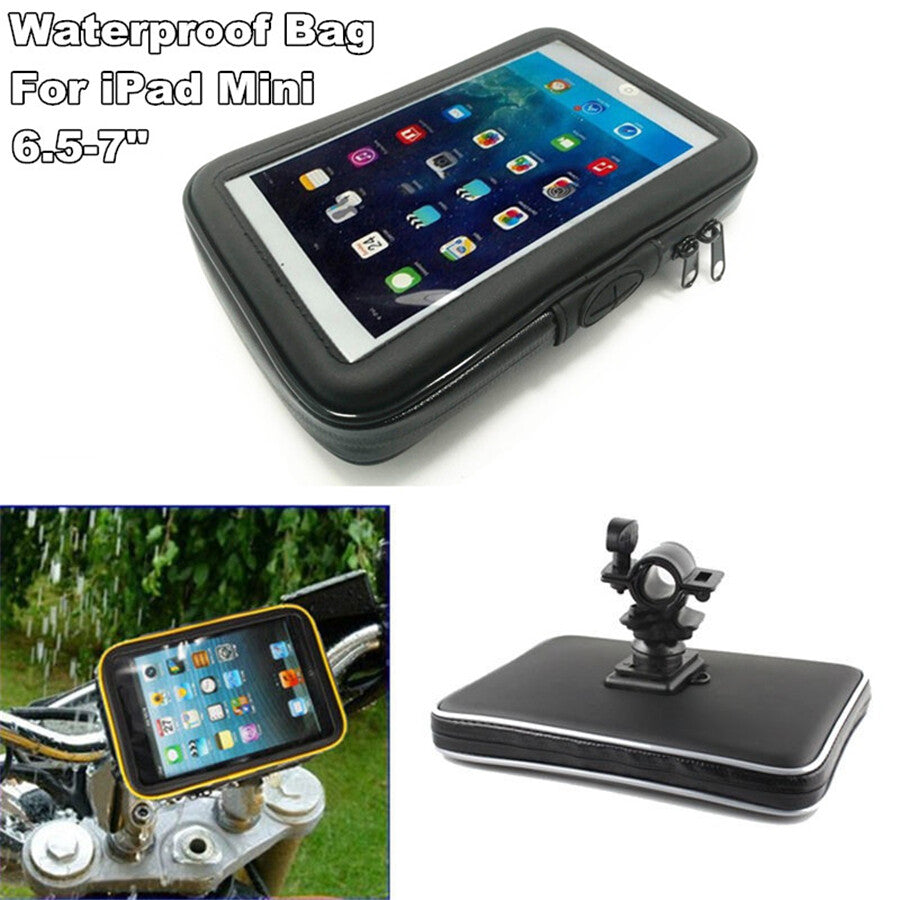 Motorcycle Bike Handle Bar Tablet Holder Waterproof Case Bag for 6.5-7 inch iPad Q