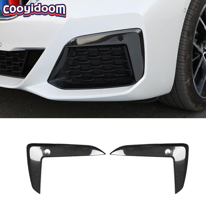 Carbon fiber steel front fog light trim for BMW 5 Series M5 2021 - 2023