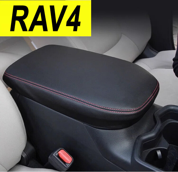 Suitable for 19-24 RAV4 Prime accessories, red stitches, center console armrest cover - n