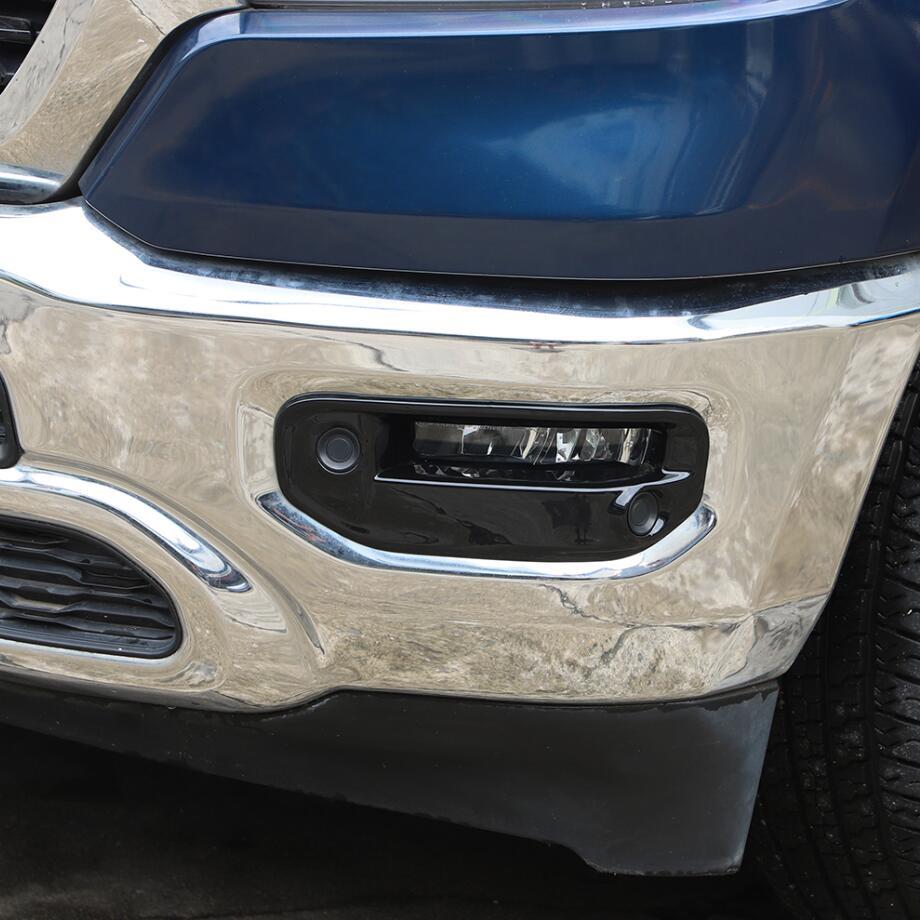 Gloss Black Front Bumper Fog Light Trim Covers for 2019-2024 for Dodge for RAM 1500