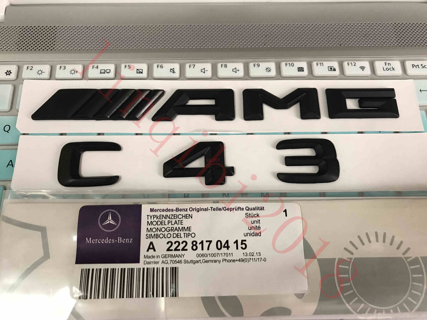 1SET Matt black  C43 + AMG  Letters Trunk Emblem Badge Sticker for AMG
