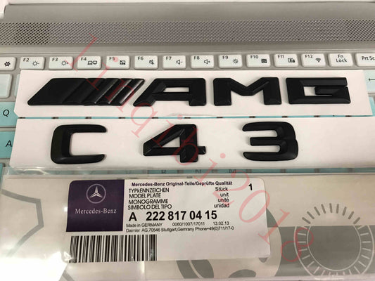 1SET Matt black  C43 + AMG  Letters Trunk Emblem Badge Sticker for AMG