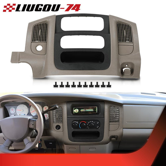 Fits 02-05 for Dodge for Ram Radio Dash Bezel with Climate Control Panel Beige Black - v