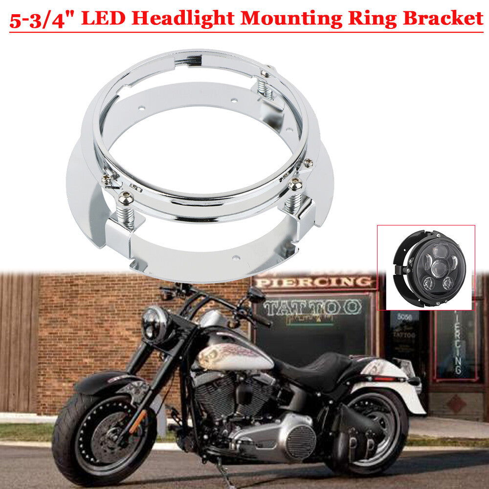 Universal Motorcycle 5.75-inch 5-3/4-inch Headlight Mounting Ring Bracket Chrome Alloy