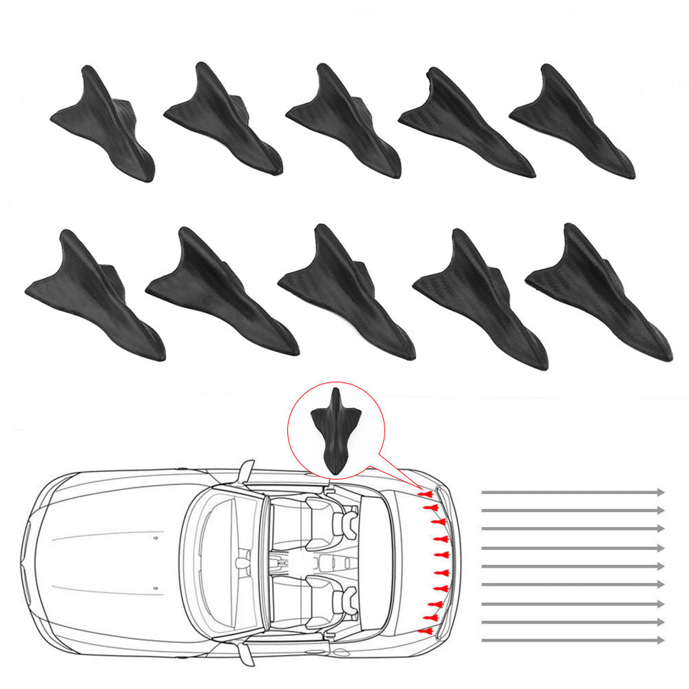 10Pcs Universal Vortex Generator Diffuser Shark Fin Set For Wing Spoiler Perfect Q