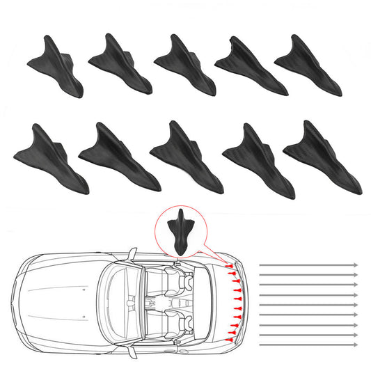 10Pcs Universal Vortex Generator Diffuser Shark Fin Set For Wing Spoiler Perfect Q