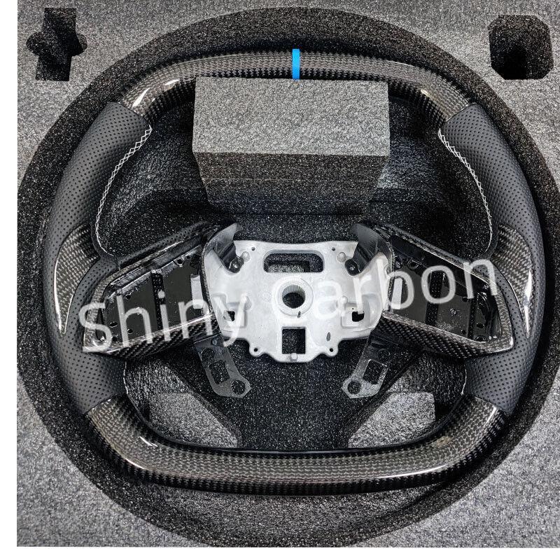 carbon fiber steering wheel with carbon fiber thumb clip for Corvette C8 20-23