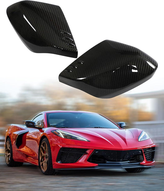 Real Carbon Side Mirror Cover Cap For C8 for Corvette Stingray Z06 Z51 2LT 3LT 20-24 n