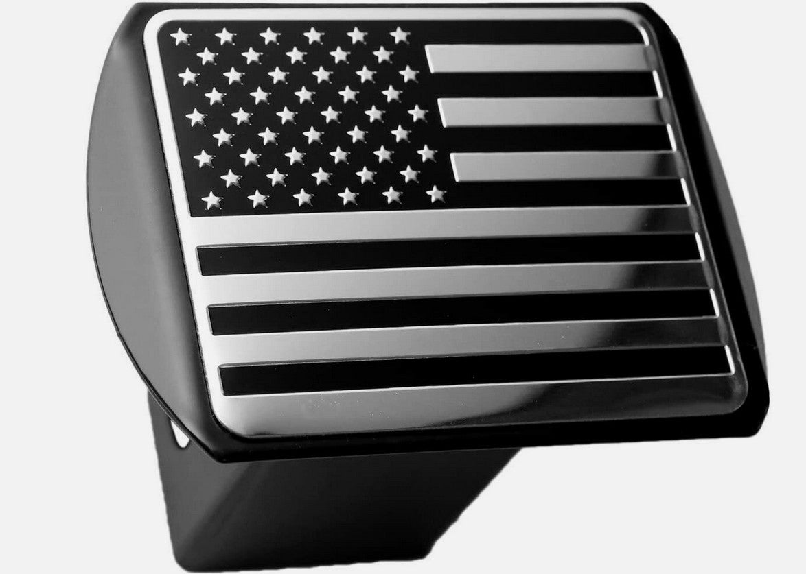 Car mount plug cap trailer tow receiver 2-inch American flag chrome black  for ford