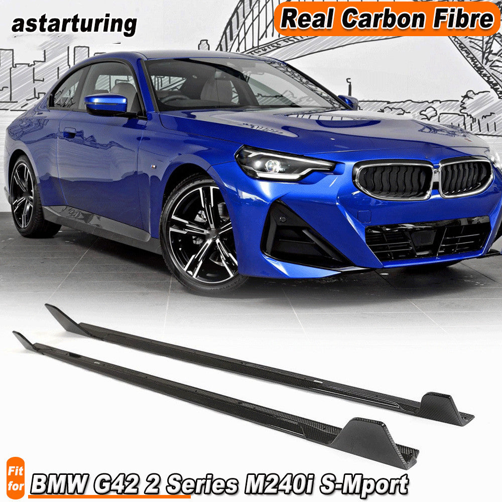 for BMW G42 220i M-Sport 2022-2023 REAL CARBON Side Skirt Extension Lip Spoiler