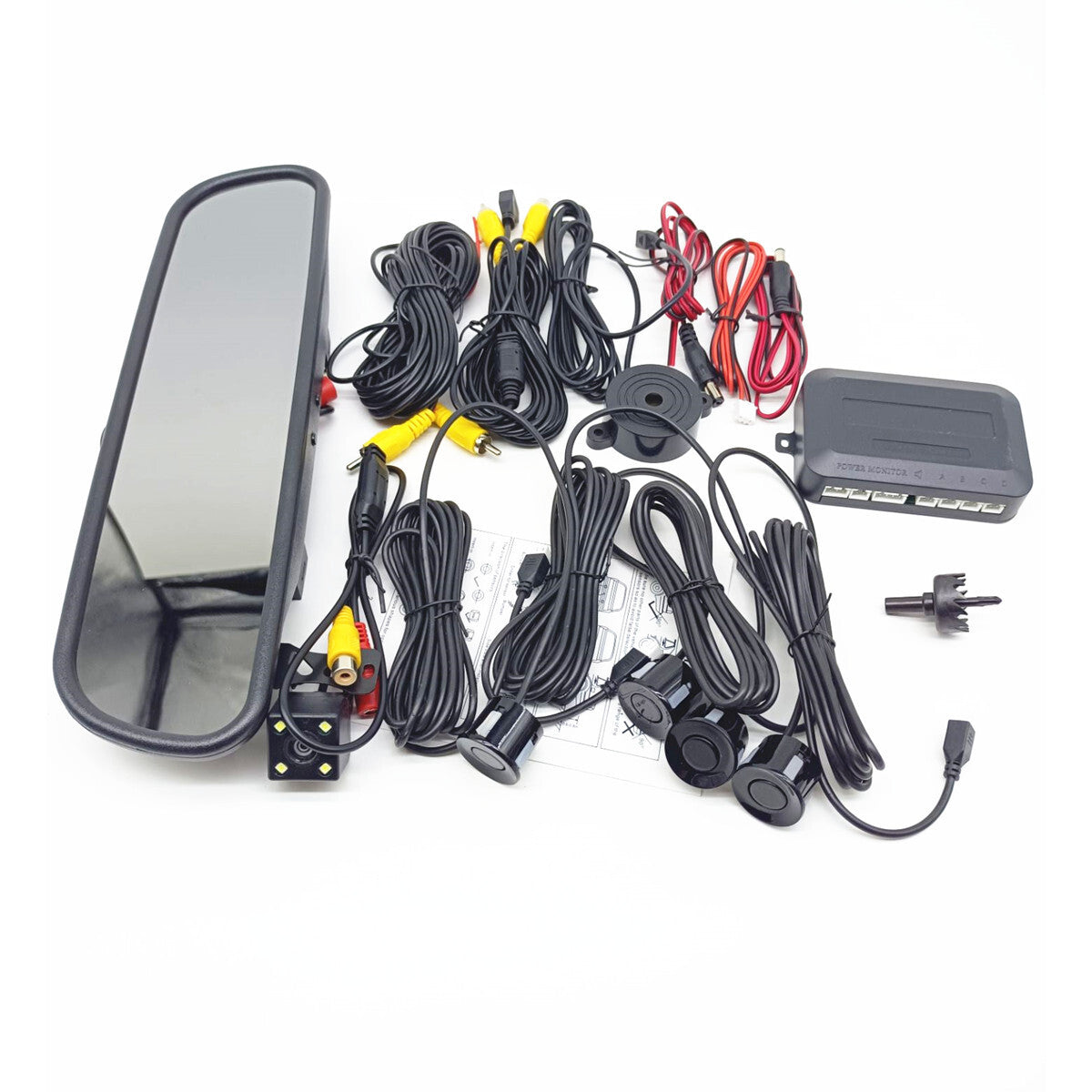4.3in Car LCD Monitor Mirror W/Parking Sensor&Reverse Rear View Backup Camera