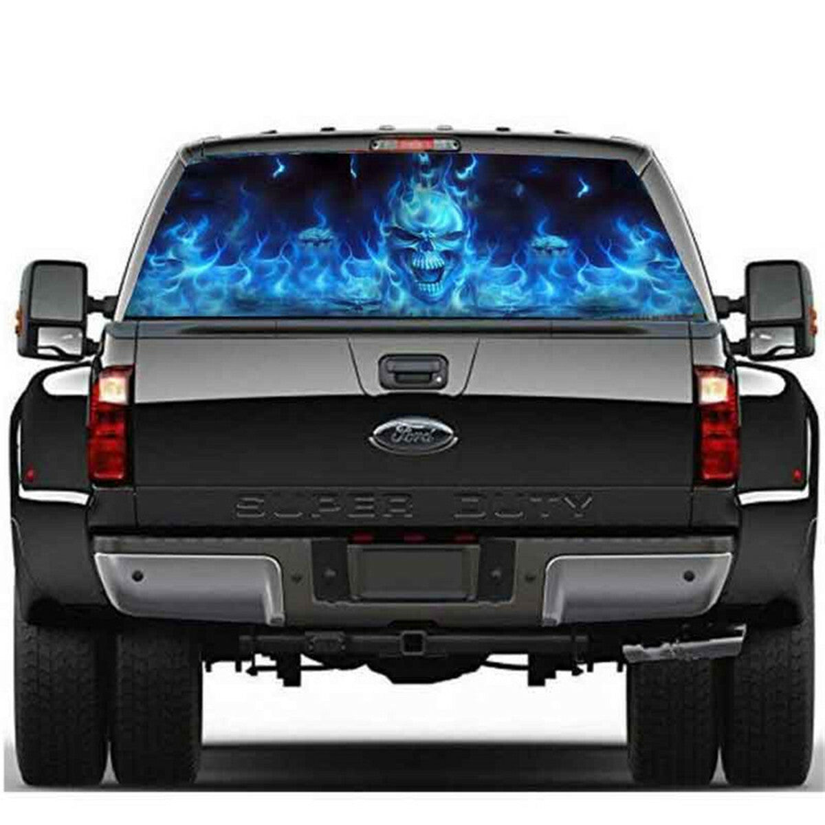 Car Rear Window Sticker Flaming Skull Tint Graphic Decal Decoration Accessories