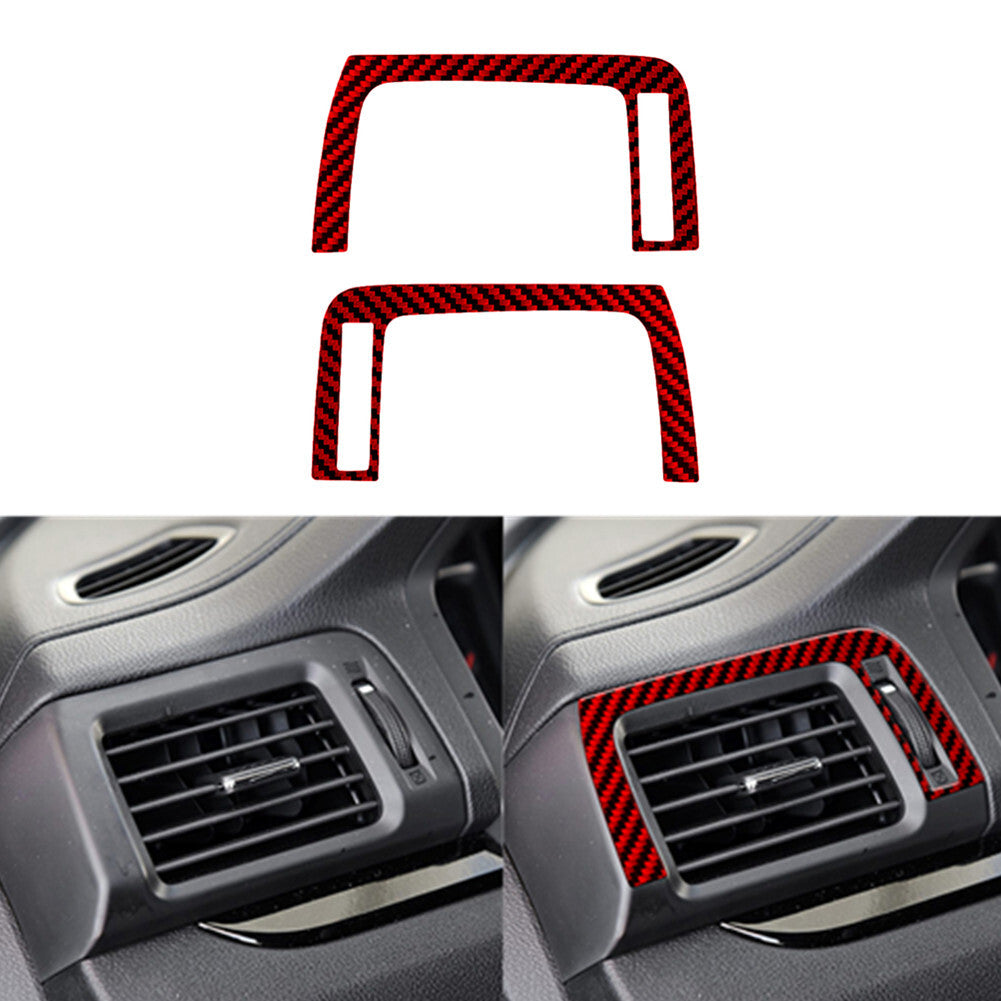 2x Red Carbon Fiber Front Door Vent UP Frame Trim for Honda Ridgeline 2017-2020