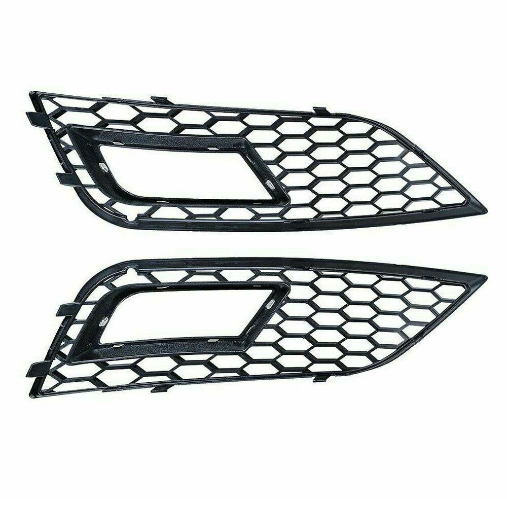 FRONT BUMPER FOG light grille trim for 2013-2016 for Audi A4 B8.5 RS in glossy black.