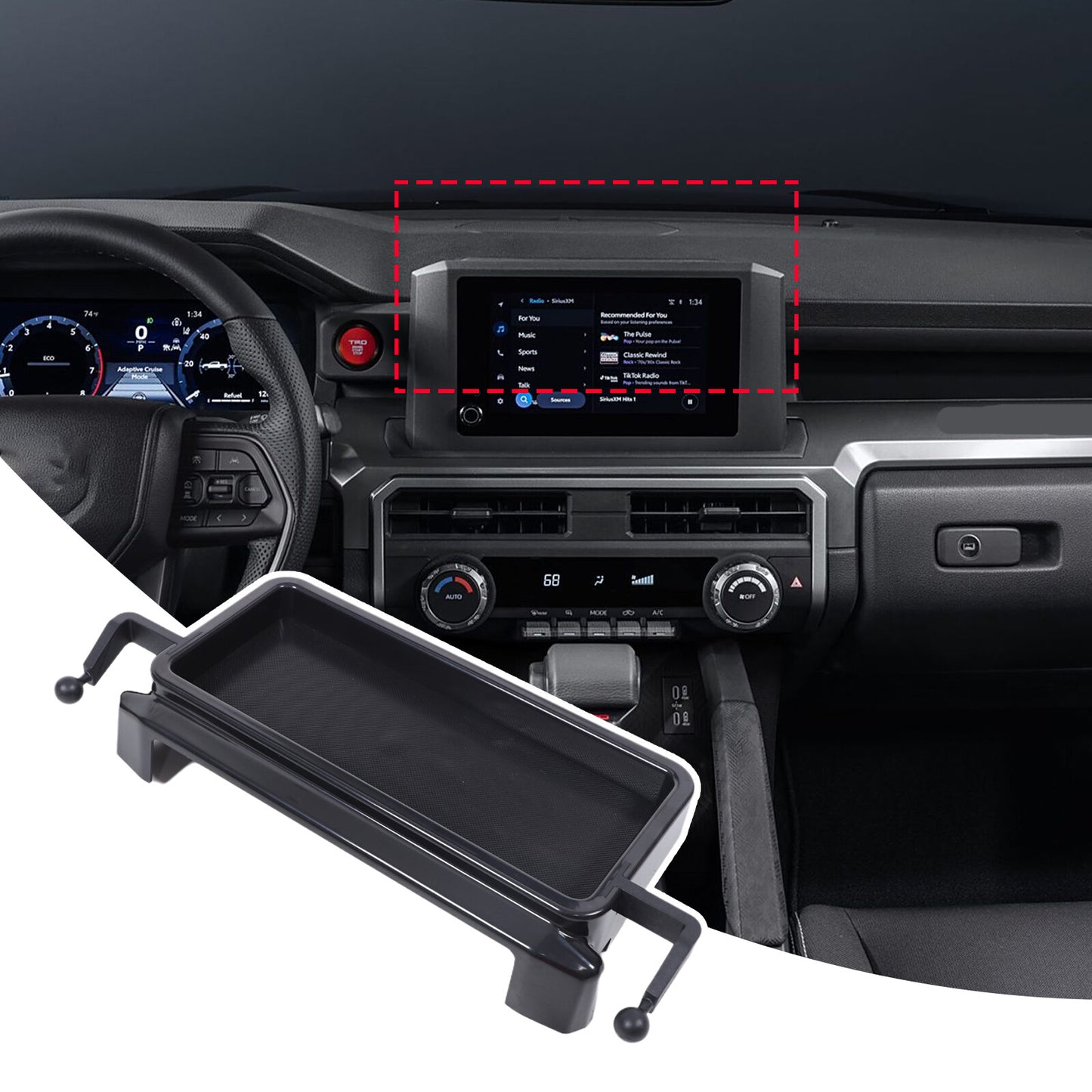 Central GPS navigation storage box with phone holder suitable for 2024-25 Tacoma - n