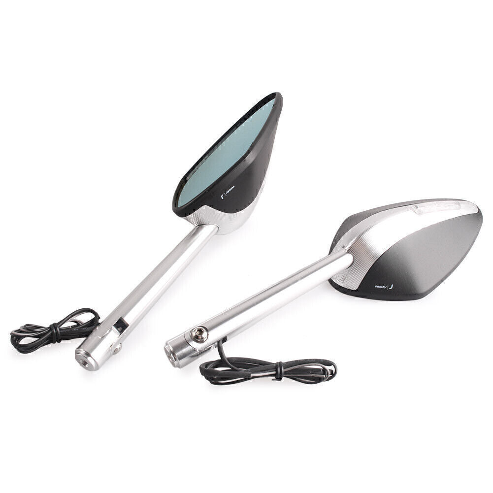 2x Rear Side Mirrors Rearview Turn Signals w/ LED for BMW for Honda for Kawasaki