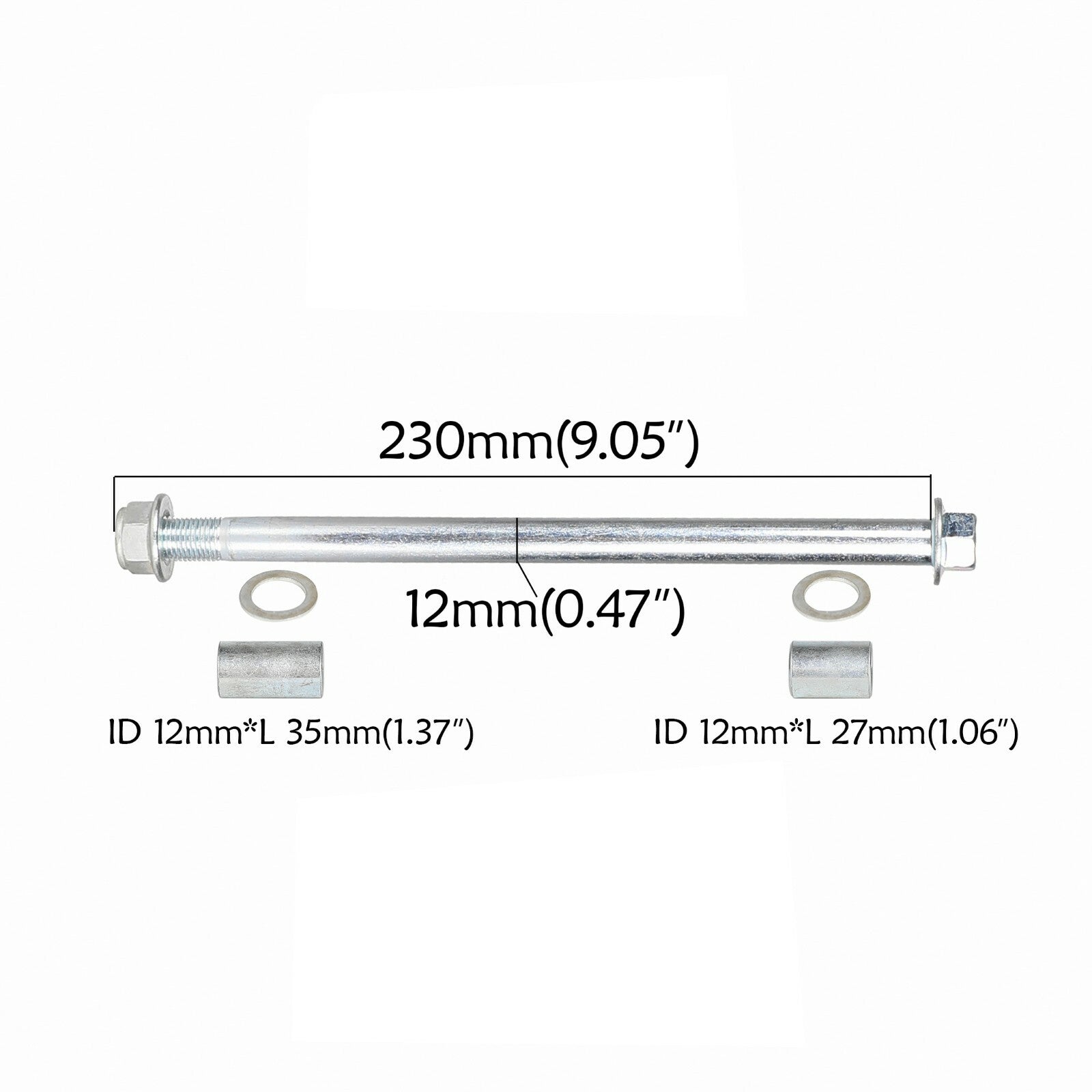 12mm 230mm rear axle suitable for Honda XR50 CRF50 Dirt Pit bicycles 70cc 90cc 110cc