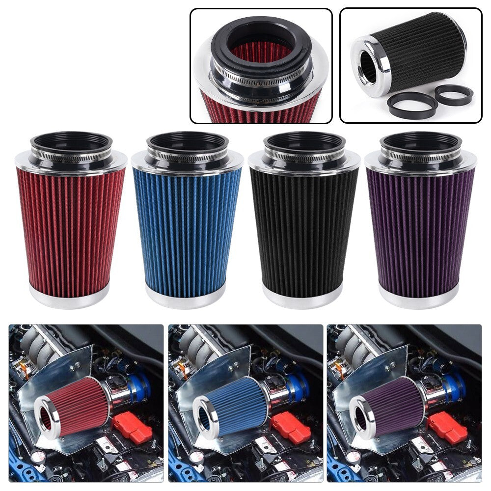 Universal Clamp On Cone High Flow Air Intake Filter 9 Tall 3 3.5 4 Inlet Q