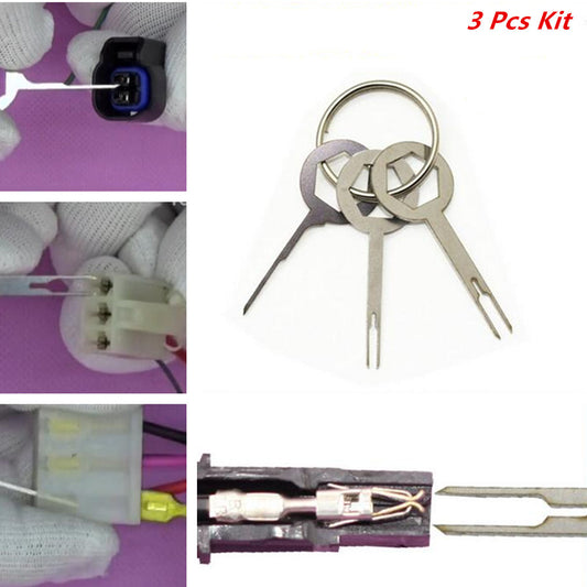 3Pcs Car Electrical Terminal Wiring Crimp Cable Plug Extractor Removal Key Tool