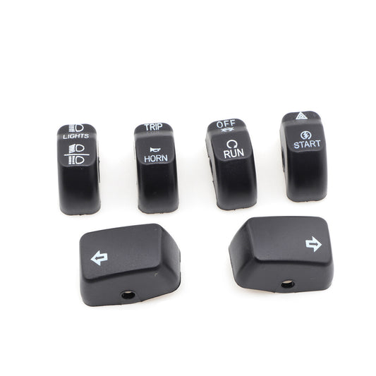 6Pcs Black Hand Control Switch Housing Button Cover Cap for Harley Softail Dyna Q