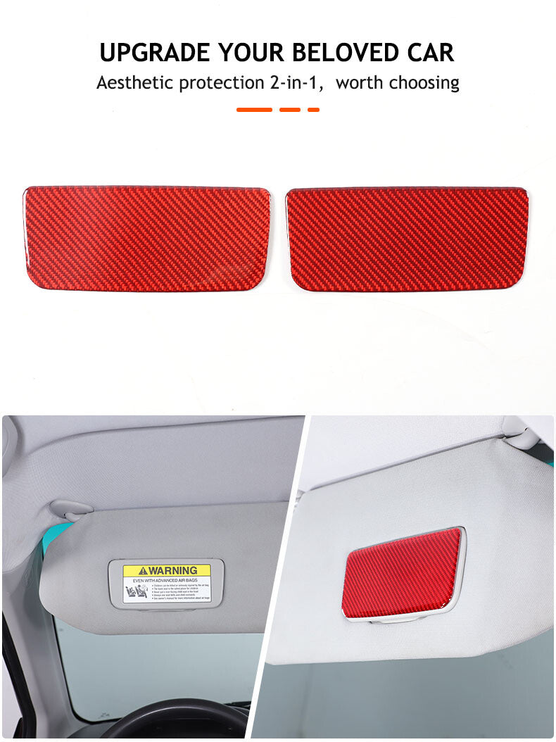 Red carbon fiber car vanity mirror sticker decoration for Honda Pilot 2003-2008- n