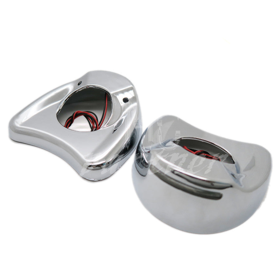 Chrome Fairing Mount Mirror White LED Light Cover Caps for Harley Touring 96-13 Q