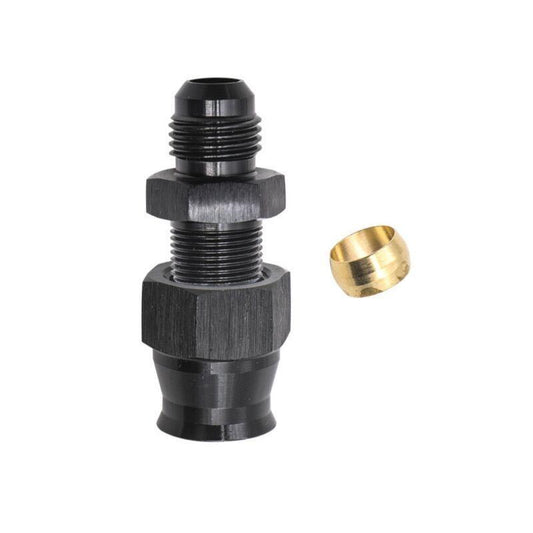 5/16 inch tube to male adapter - 6 AN adapter with brass ferrule, black compression