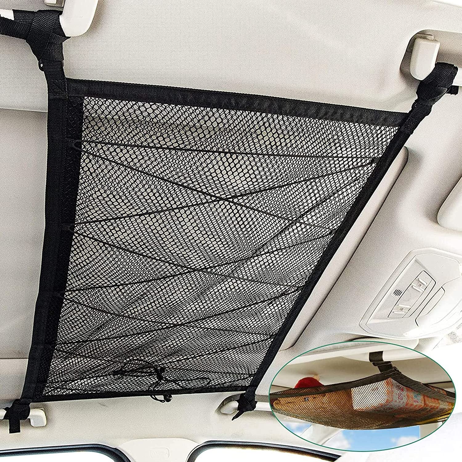 for BMW Accessories Car Double Layer Roof Top Ceiling Cargo Net Pocket Mesh Bag Q