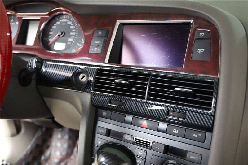 for Audi A6 2008-2011 ABS Carbon Fiber Inner Console Air Outlet Vent Cover Trim