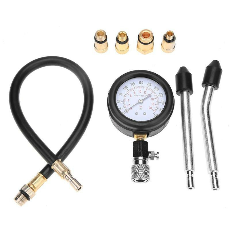 Car Compression Tester Pressure Gauge Tester Petrol Gas Engine Cylinder Adapter
