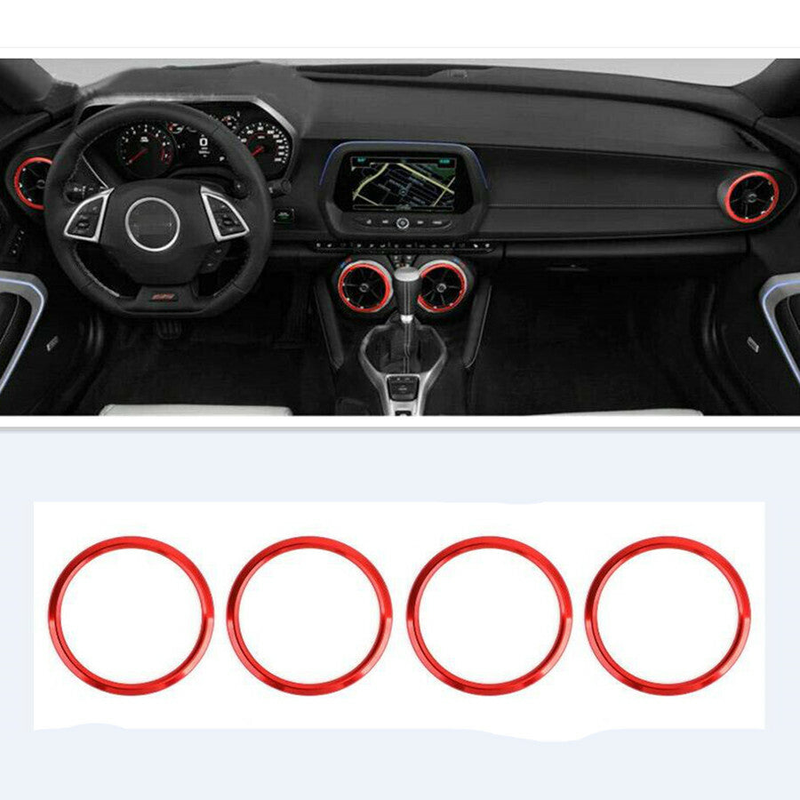 For Camaro 2017-2021 Red Interior Air Vent Outlet Ring Cover Trim 4PCS v