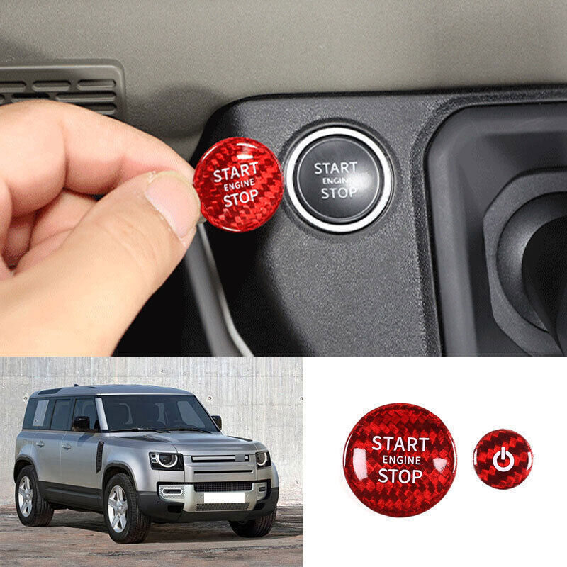 for Land Rover for Defender 2020-23 Red Real Carbon Fiber Start Ignition Switch Ring n