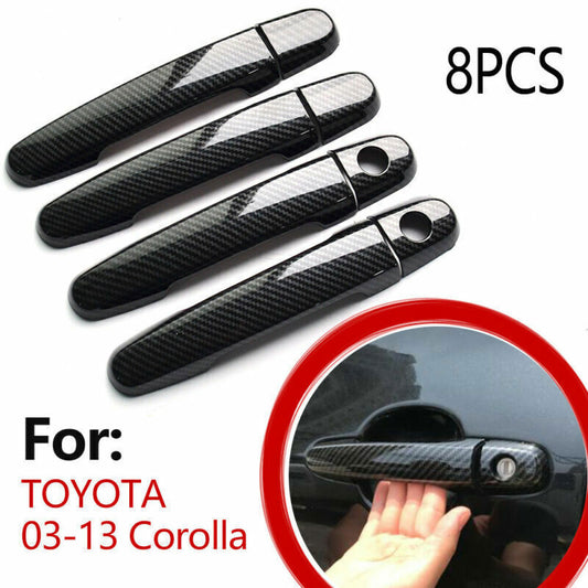 For 2003-2013 for Toyota for Corolla Carbon Fiber Style Door Side Handle Cover Trim 4PCS
