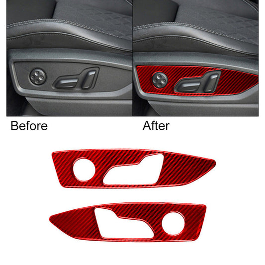for Audi Q5 2018-2021 Red Carbon Fiber for Seat Position Button Panel Sticker Trim