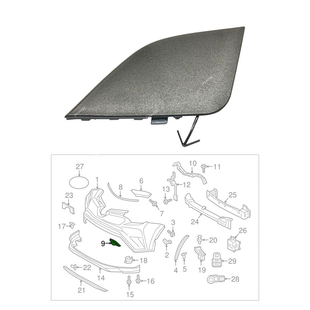 Front Right Bumper Tow Hook Eye Cover 53285-0R080 for Toyota RAV4 2016â€?8 Black Q