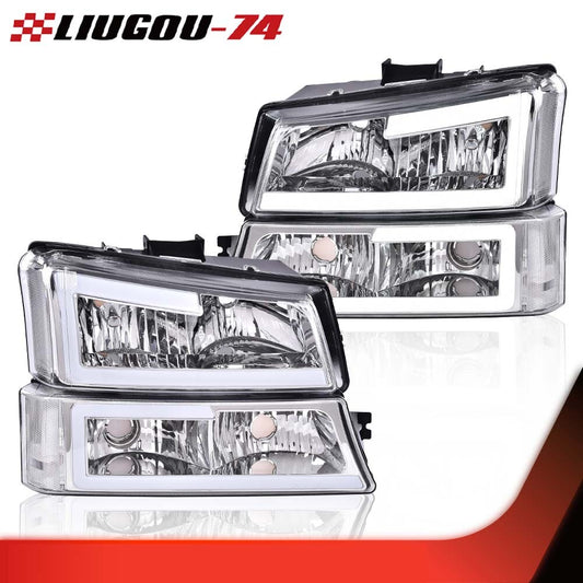 Fits 2003 - 07 SILVERADO AVALANCHE LED DRL HEADLIGHTS BUMPER LAMPS for CHROME/CLEAR- v