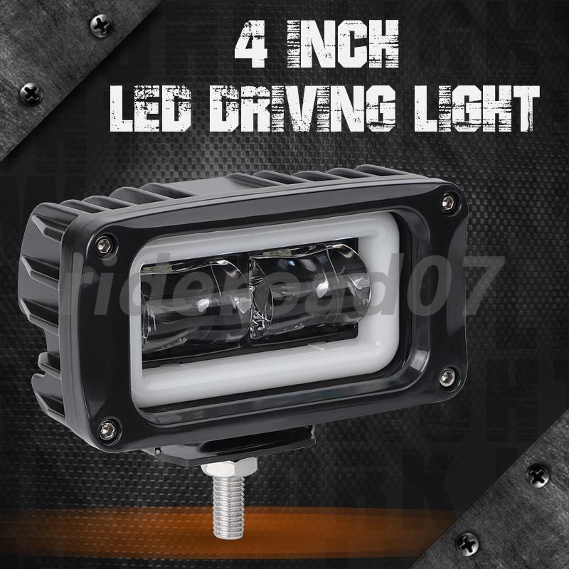 2x 4inch 8D Len LED Work Light Bar Red Halo Pods Fog Driving Offroad SUV ATV 4WD