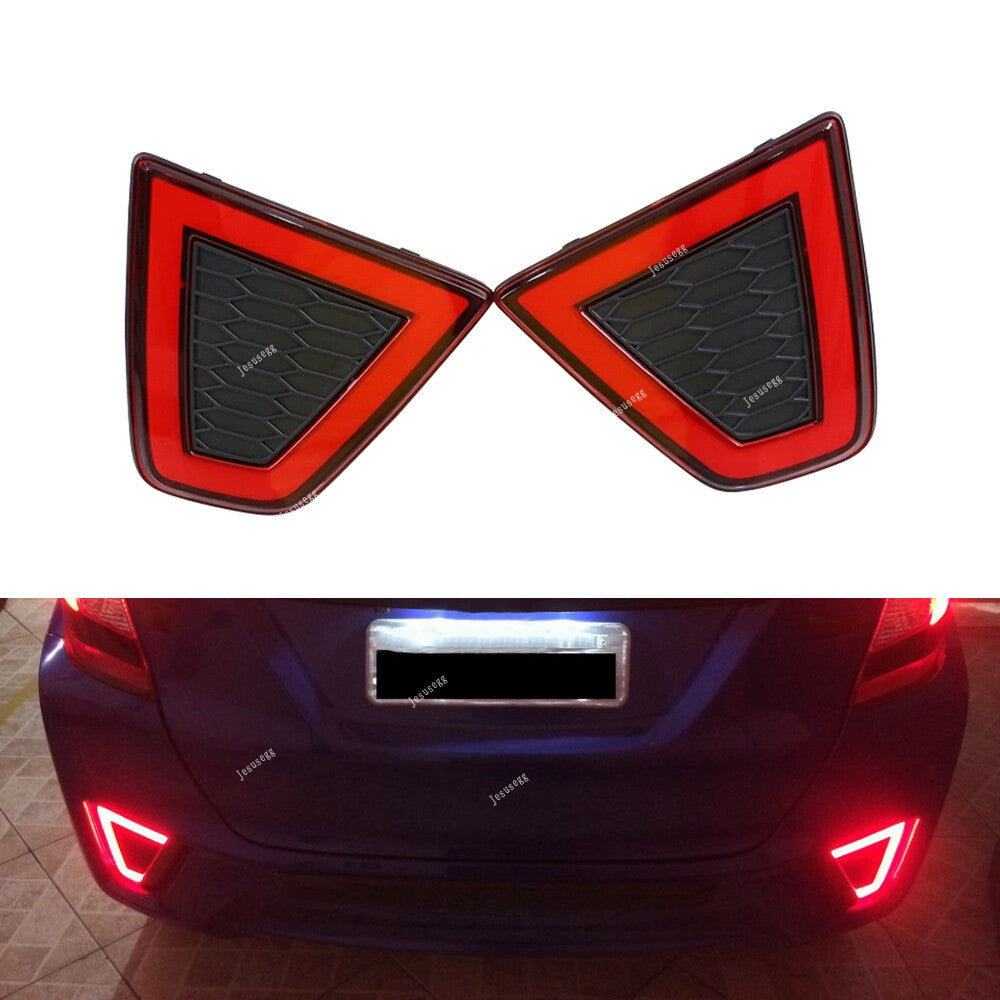 Pair Rear Bumper Reflector Light LED Brake Lamp Fit for Honda Jazz/Fit 2014-2015 Q