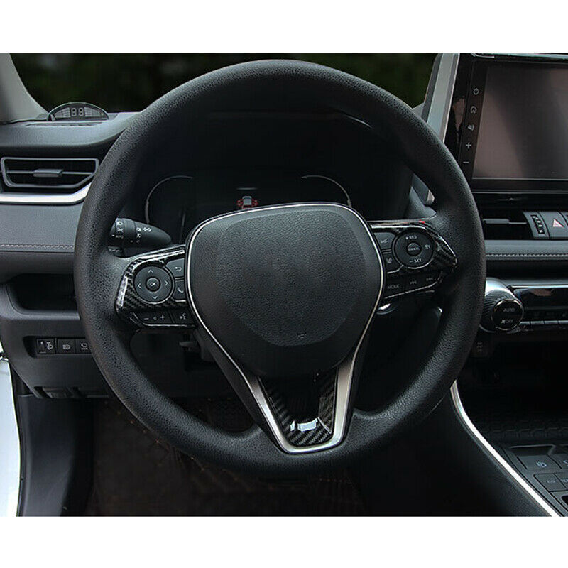 for Toyota RAV4 2019-2023 Carbon Style Interior Steering Wheel Cover Trim