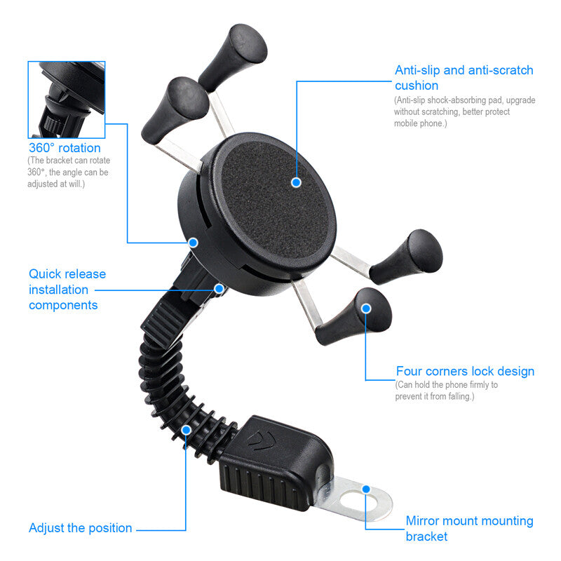 Motorcycle, scooter, phone holder, bicycle GPS navigation holder, anti-slip - n