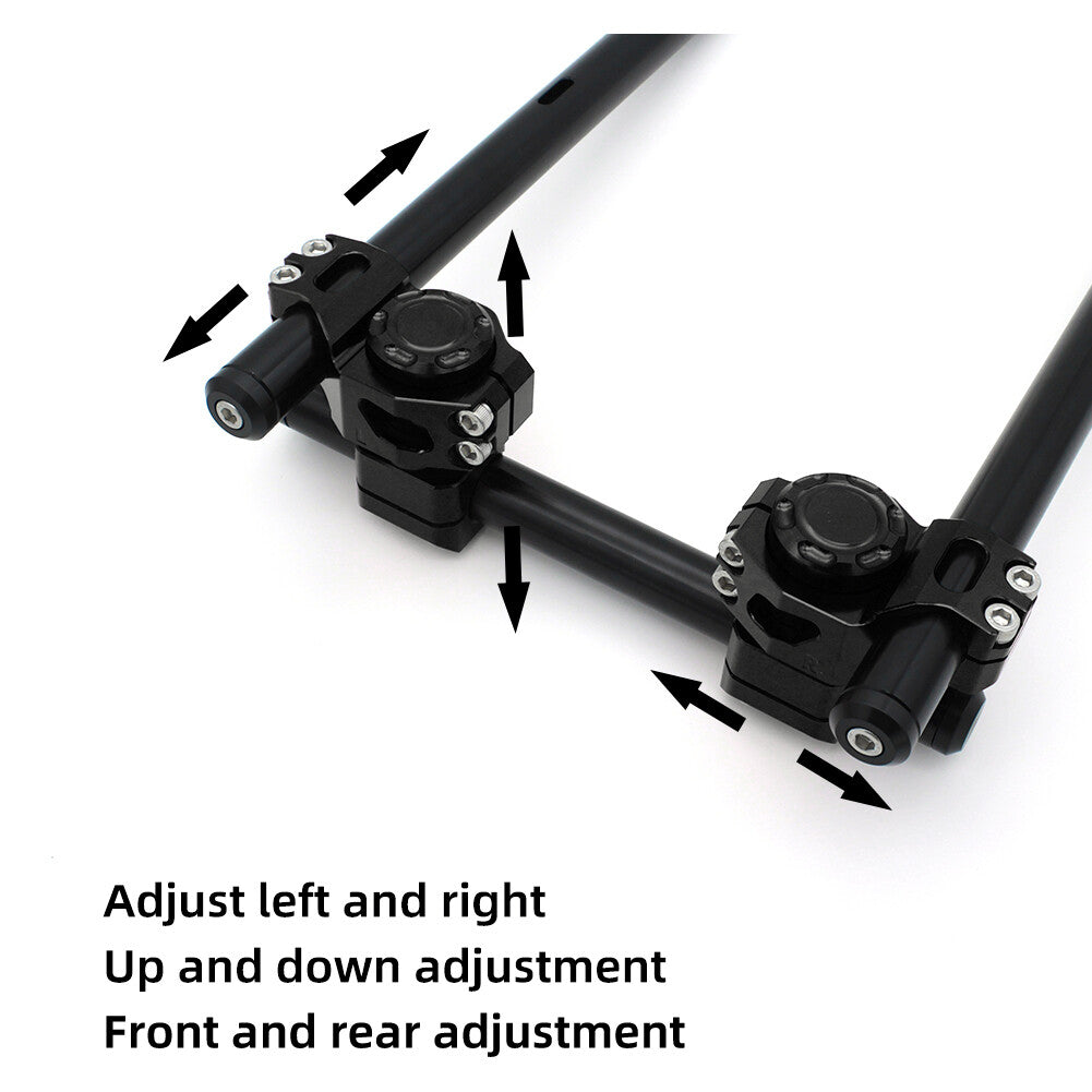 CNC 22mm Handlebars 28mm Riser Fork Clip-Ons Handle Bar CNC Handlebar Black Q