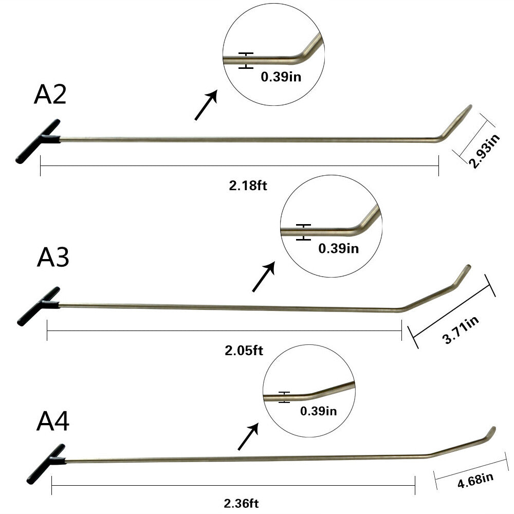 Paintless Dent Repair Tool Kits, Hook Rod, Push Rod Hook,Rubber Hammer v