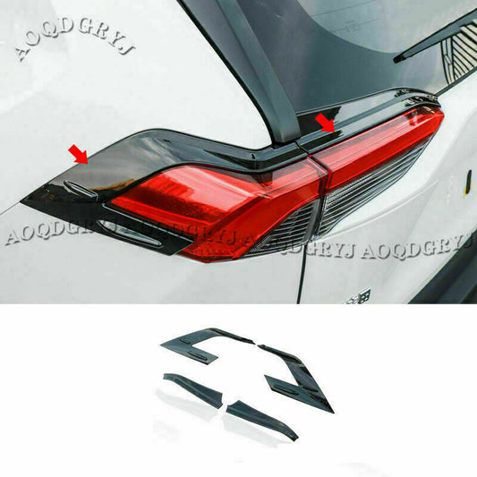 ABS Glossy Black Rear Bumper Taillight Cap Trim Cover for TOYOTA RAV4 2019-2022