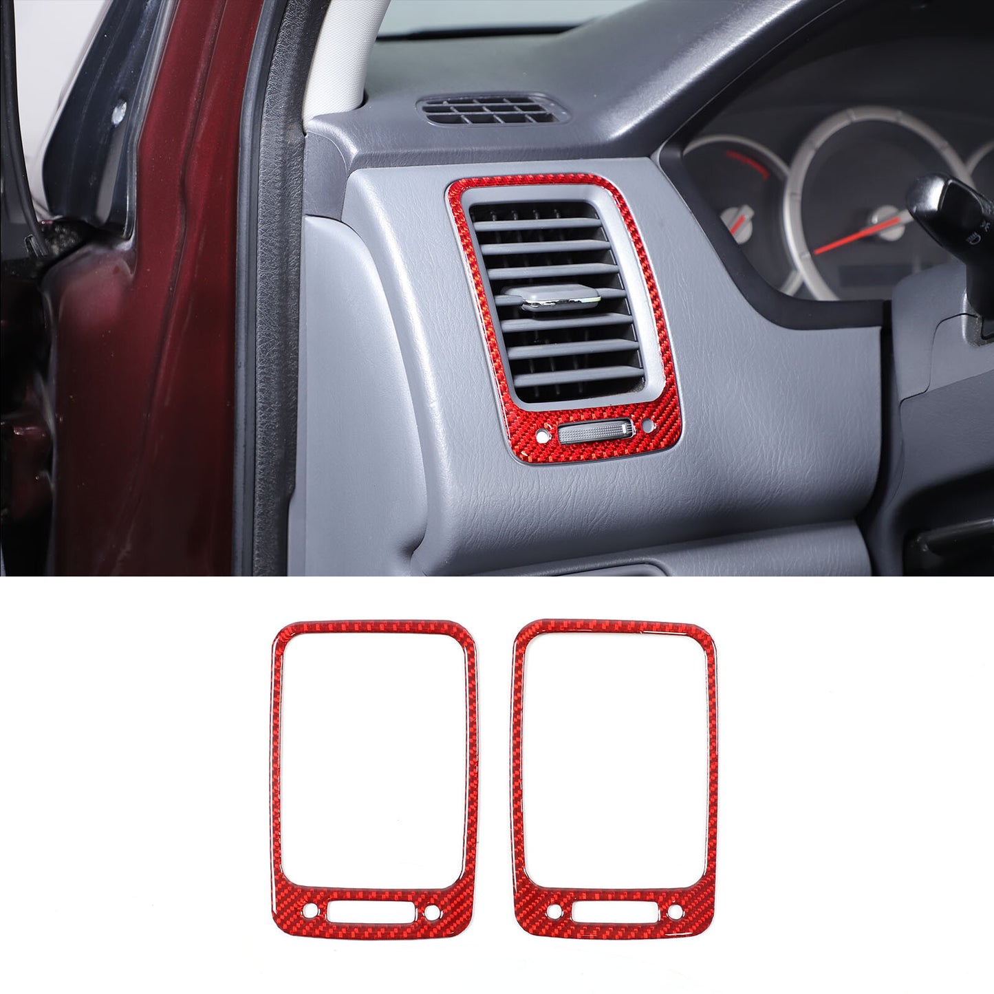 Red carbon fiber interior vent socket trim for Honda Pilot 2003 - 2008 2X- n