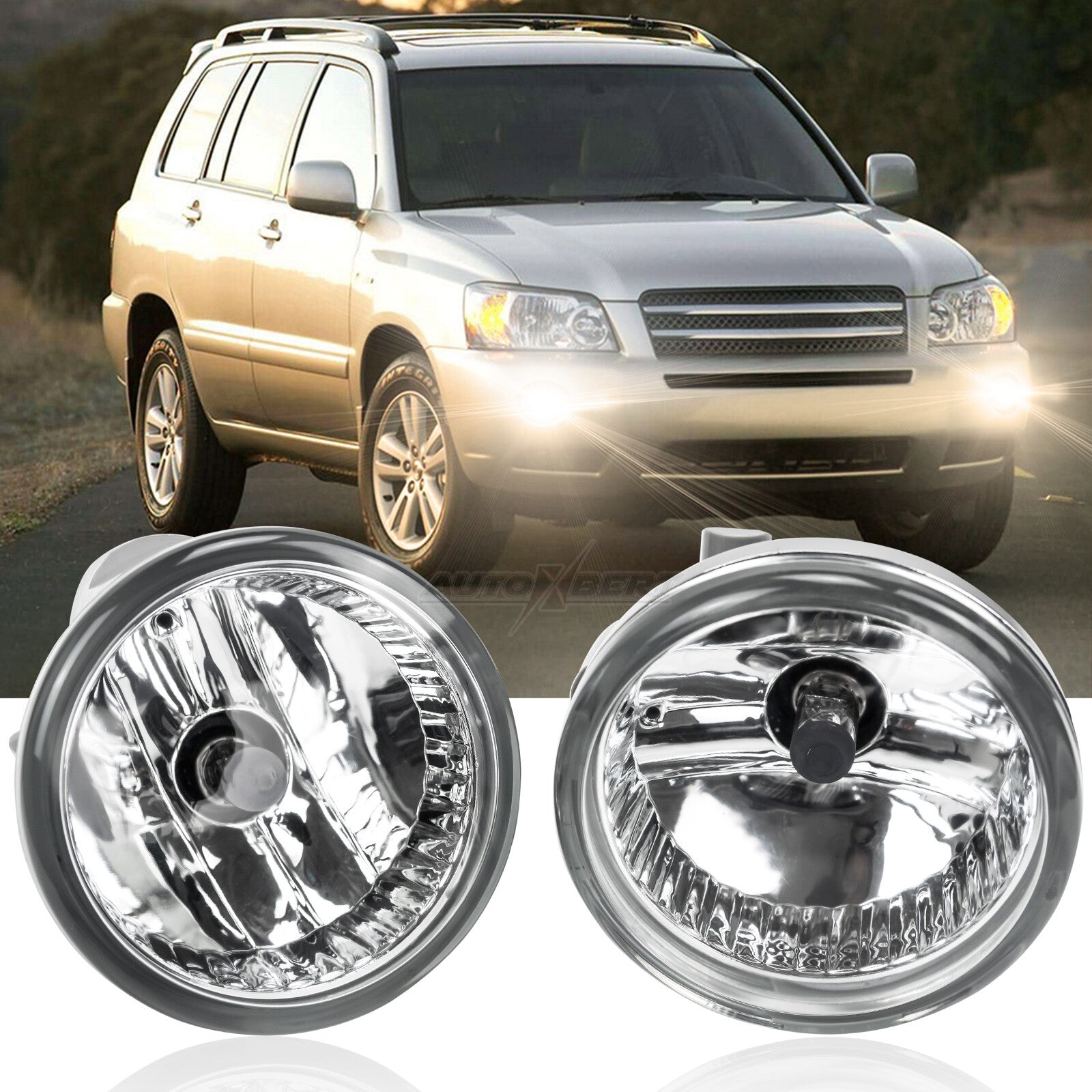 Suitable for 2004-2007 for Toyota Highlander. Pair of front halogen fog lights with bulbs. ??
