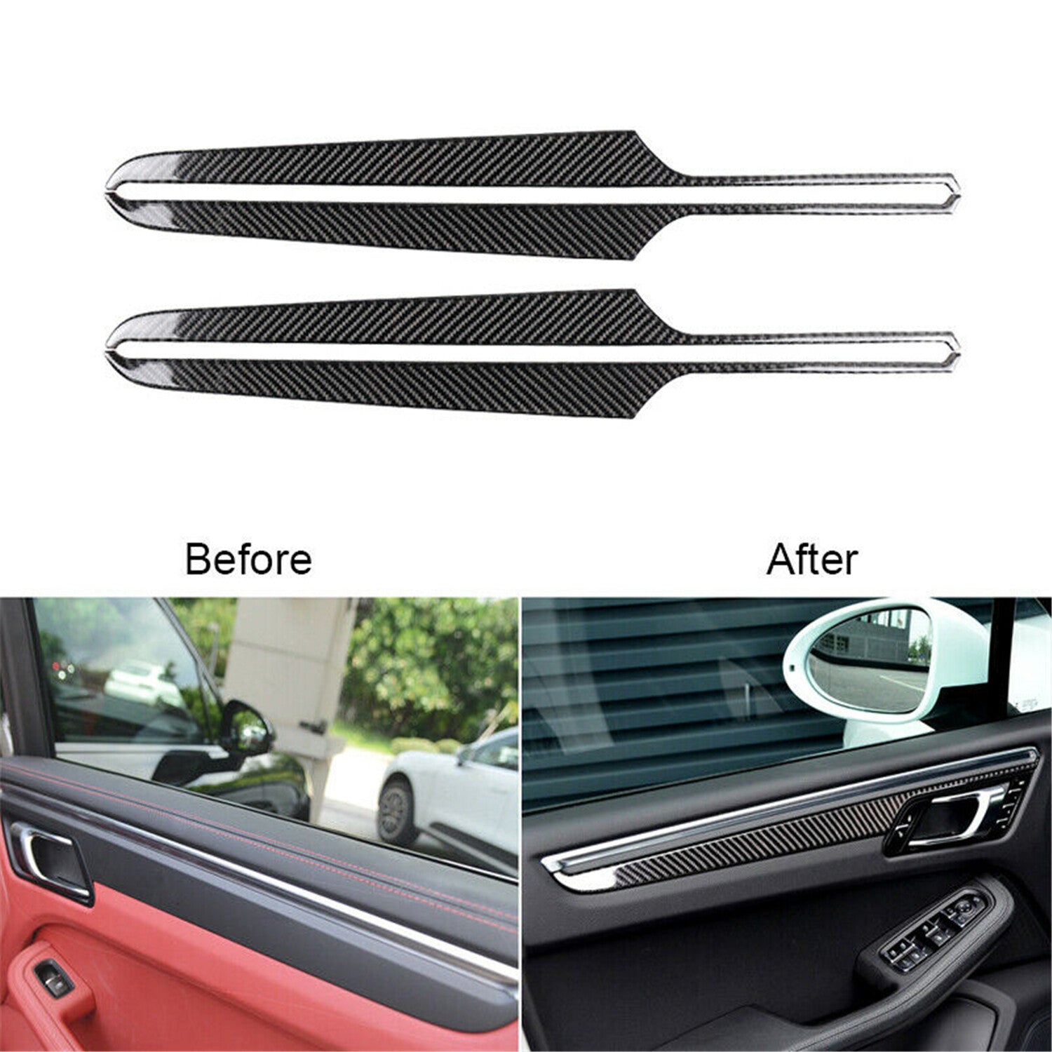 for Macan 2015-2021 Inner Door Strip Handle Switch Bowl Cover Trim Carbon Fiber
