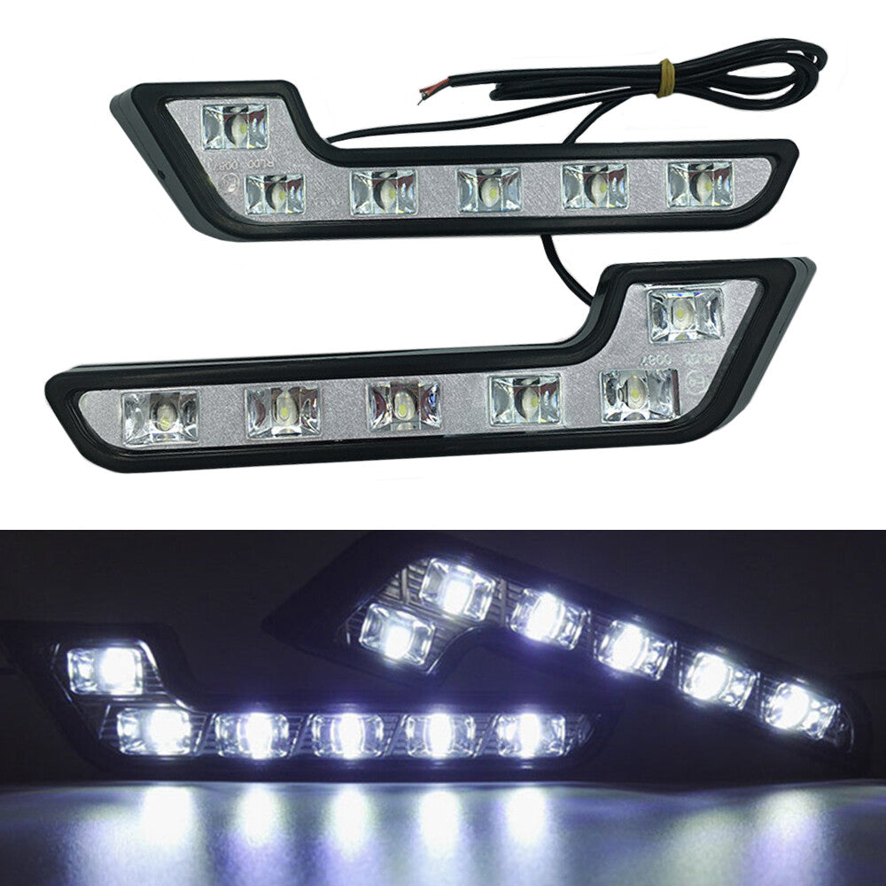 2-pack White DC 6-LED Daytime Running Lights DRL Car Fog Daytime Running Lights 12V n